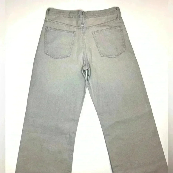 Zara Womens Mid Waist Wrinkle Effect Coated Jeans Wide Leg Size 4 - Picture 9 of 10